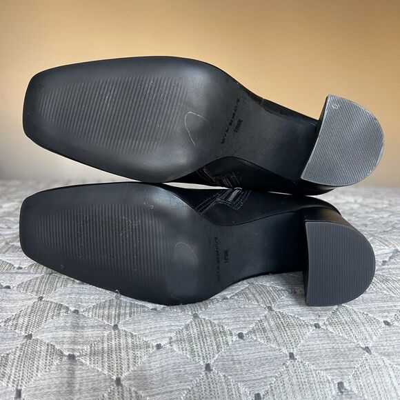 Steve Madden Lourde Black Leather Black Ankle Boot Bootie Square Toe Women 8 M - Picture 14 of 16